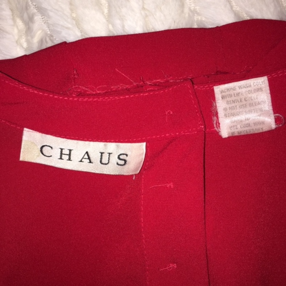 *donated* Vintage Red Pleated Blouse - Picture 4 of 5